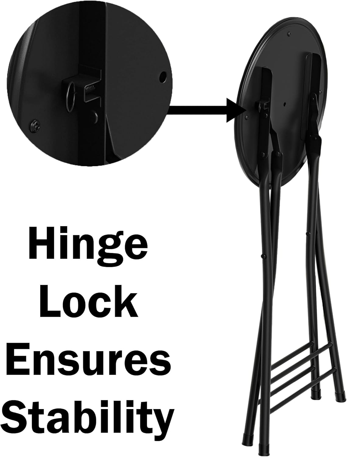 Folding Stool - Backless 24-Inch Stool with 225lb Capacity for Kitchen or Rec Room - Portable Indoor Counter Bar Stools by Lavish Home (Black)